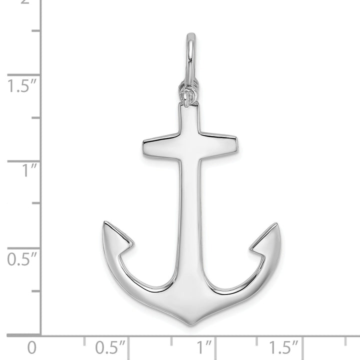 14K White Gold 3-Dimensional Polished Finished Large Anchor Charm Pendant