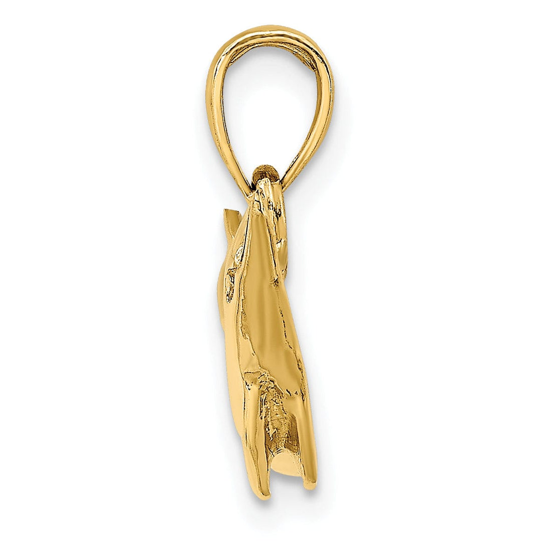 14k Yellow Gold Casted Open Back Polished Finish Solid Dolphin Charm Pendant