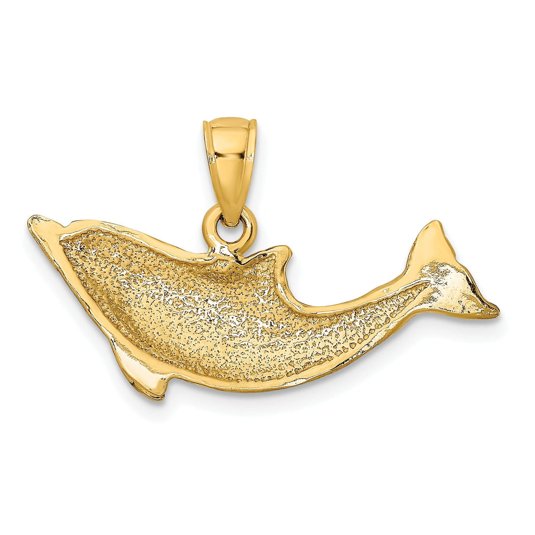 14k Yellow Gold Casted Open Back Polished Finish Solid Dolphin Charm Pendant