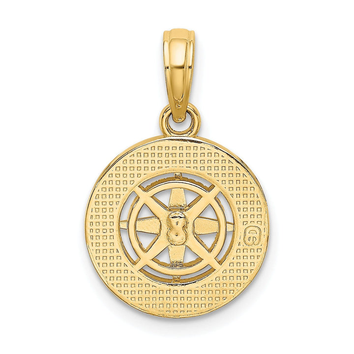 14K Yellow Gold Polished Finish Boating Nautical Boating Compass Charm Pendant