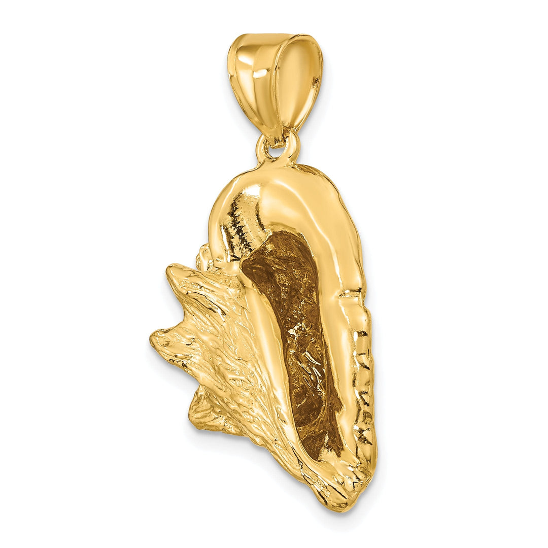 14K Yellow Gold Polished Finish 3-Dimensional Conch Shell Charm Pendant