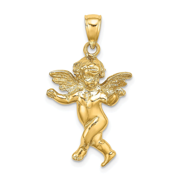 14K Yellow Gold Polished Finish Concave Angel Walking Pendant