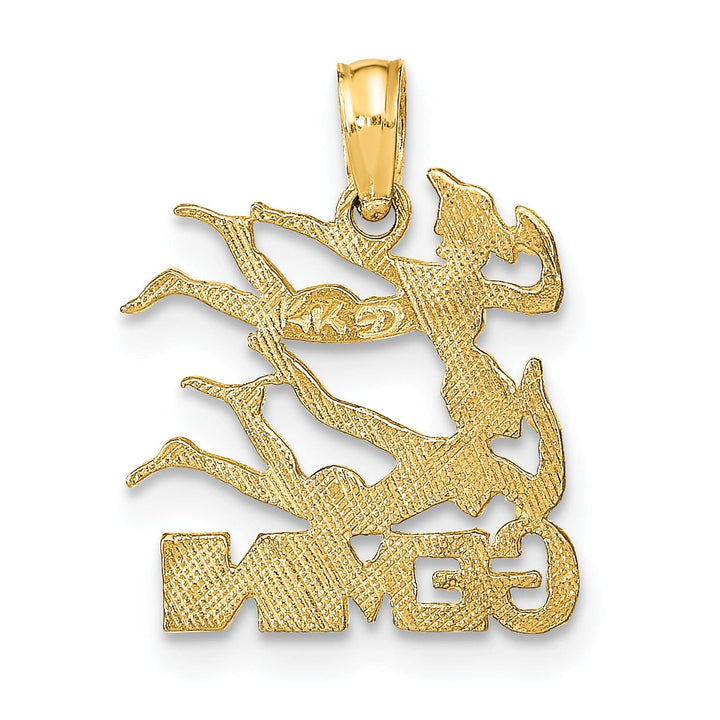 14K Yellow Gold Polished Textured Finish Zodiac GEMINI Charm Pendant