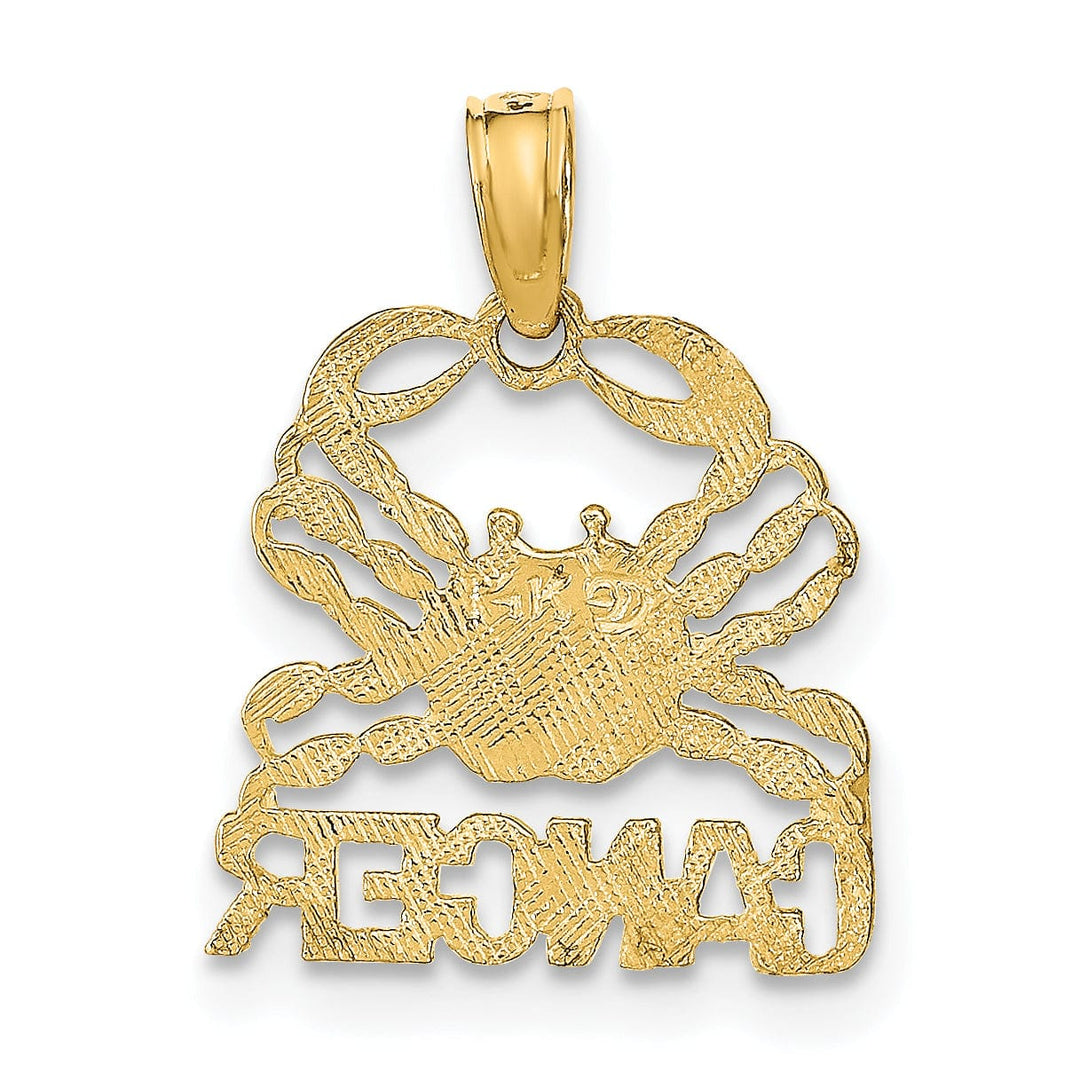 14K Yellow Gold Polished Textured Finish Zodiac CANCER Charm Pendant