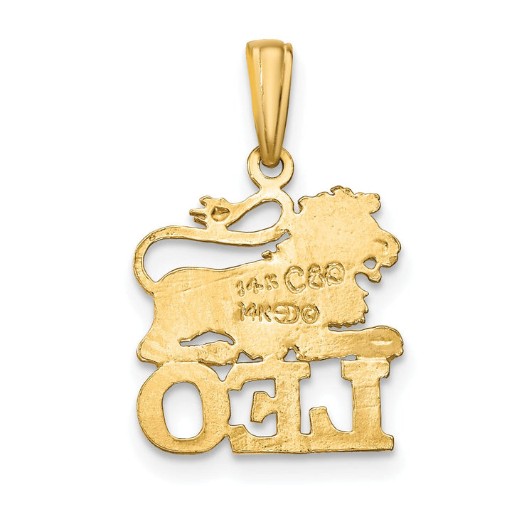 14K Yellow Gold Polished Textured Finish Zodiac LEO Charm Pendant