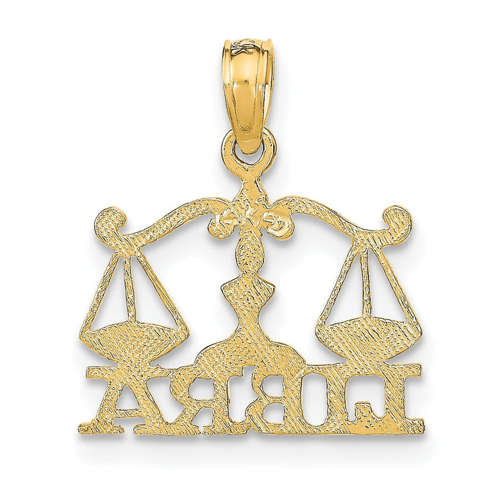 14K Yellow Gold Polished Textured Finish Zodiac LIBRA Charm Pendant