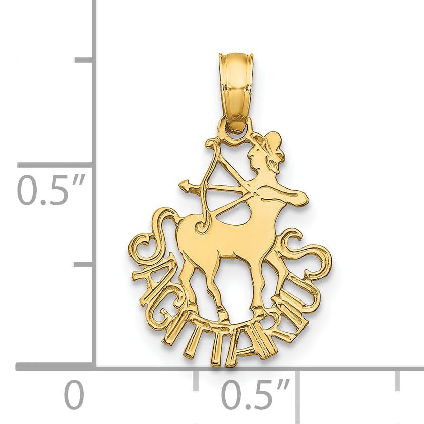 14K Yellow Gold Polished Textured Finish Zodiac SAGITTARIUS Charm Pendant