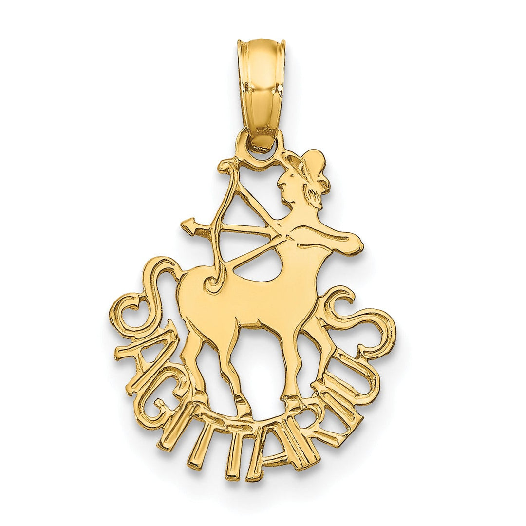 14K Yellow Gold Polished Textured Finish Zodiac SAGITTARIUS Charm Pendant