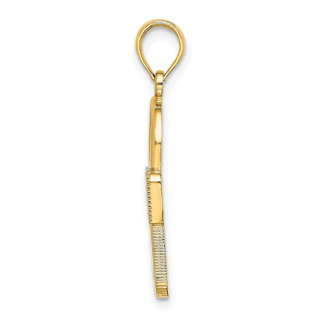 14k Yellow Gold Concave Lock with Key Hole Design Charm