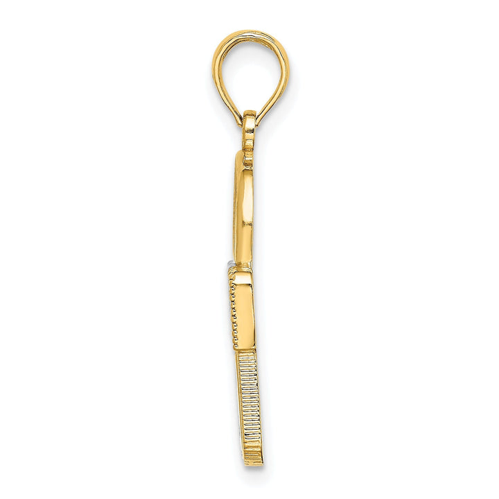 14k Yellow Gold Concave Lock with Key Hole Design Charm