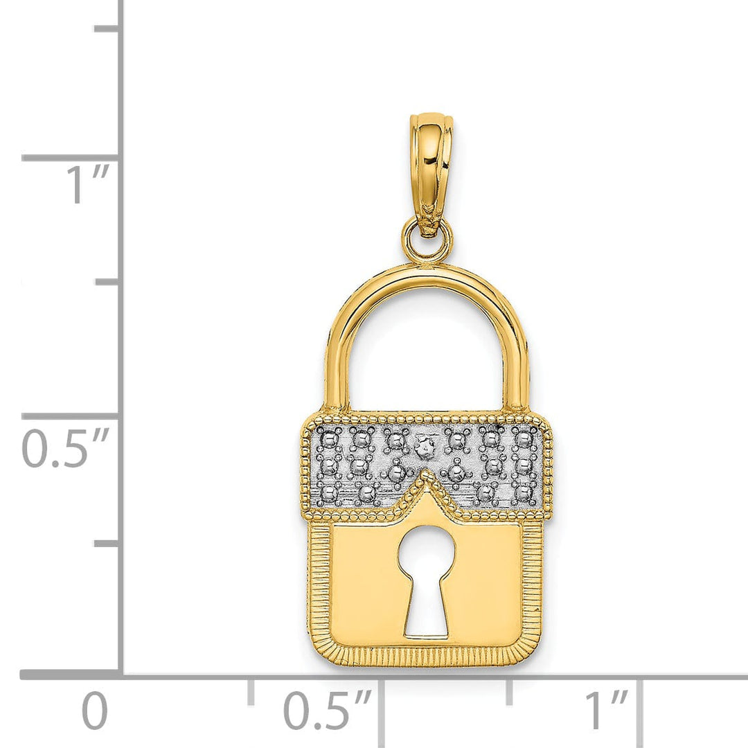 14k Yellow Gold Concave Lock with Key Hole Design Charm