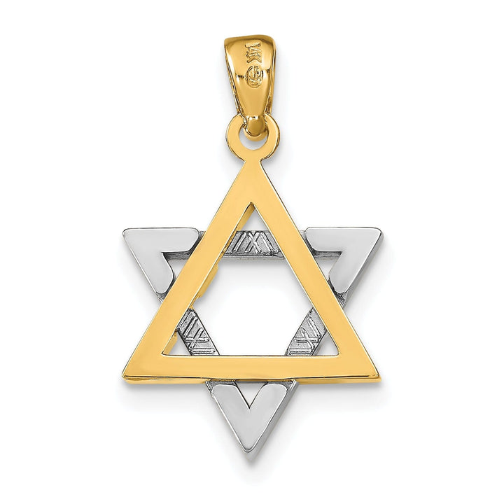 14K Yellow White Gold Polished Finish Star Of David Charm Pendant