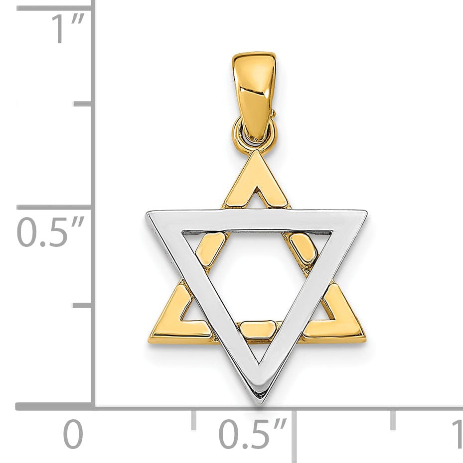 14K Yellow White Gold Polished Finish Star Of David Charm Pendant