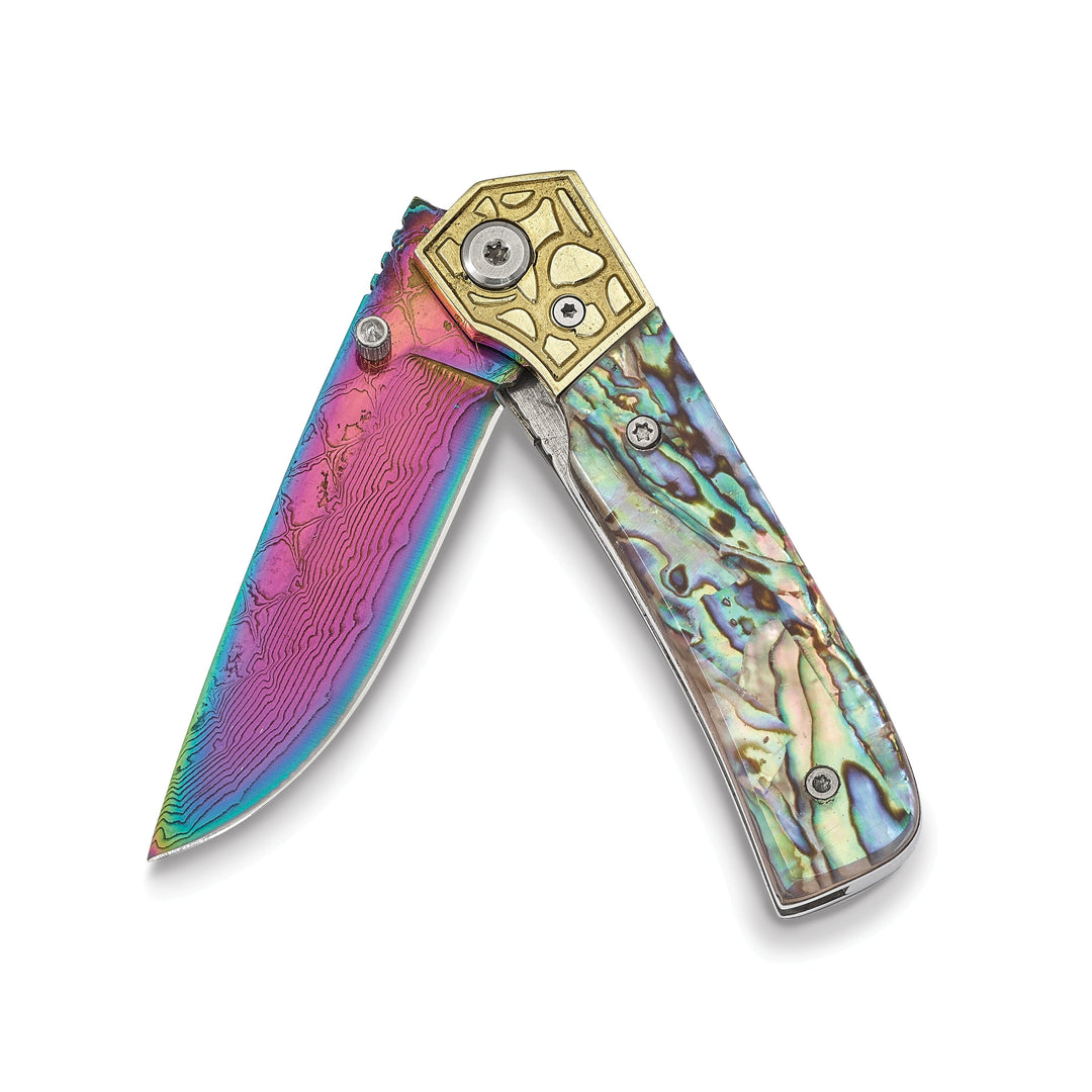 Damascus Steel Genuine Abalone Handle Knife