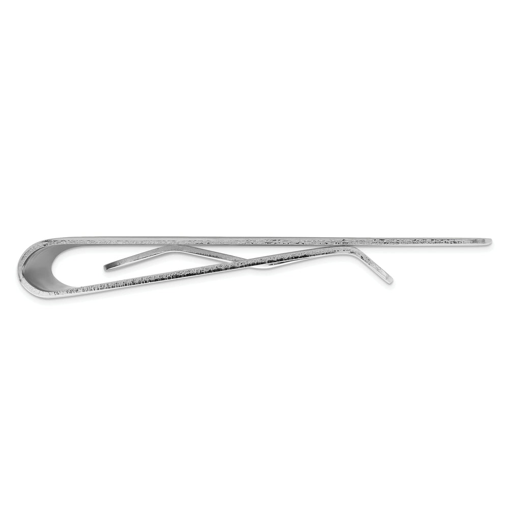 Rhodium Plated Criss Cross Design Engravable Money Clip