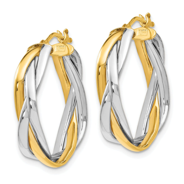 Leslie 14k Two Tone Gold Braided Hoop Earrings