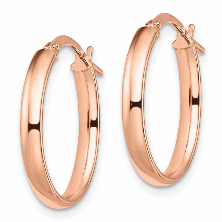 14k Rose Gold Polished Finish Oval Hoop Earrings