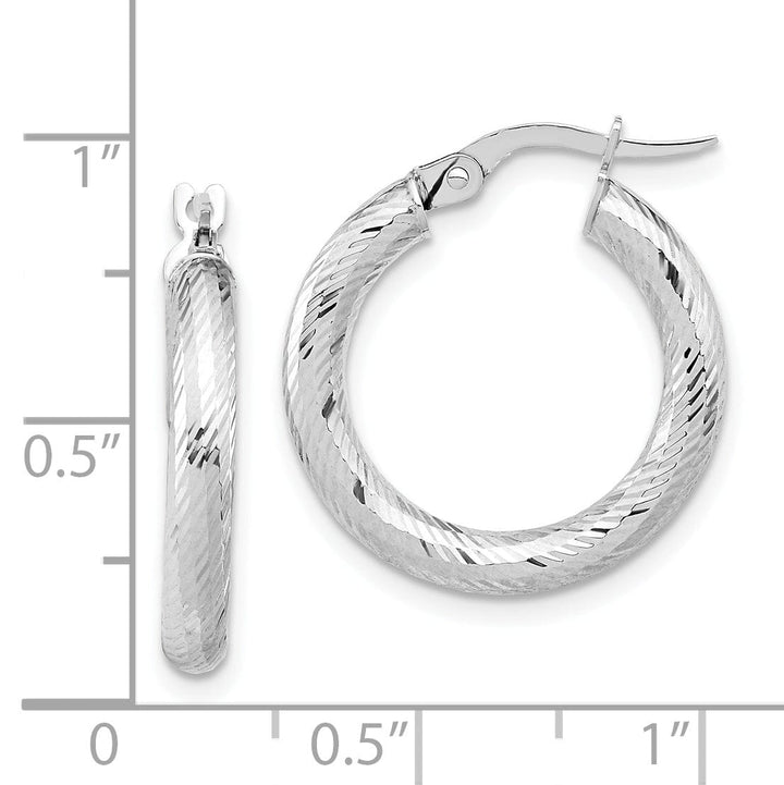 14k White Gold D.C Round Hoop Earrings