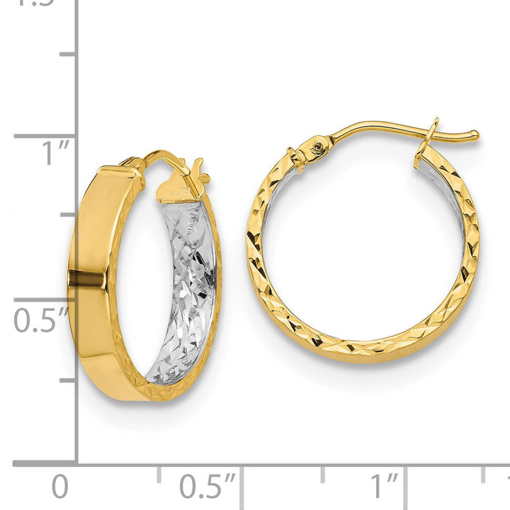 14k Two Tone Gold Polished D.C Hoop Earrings