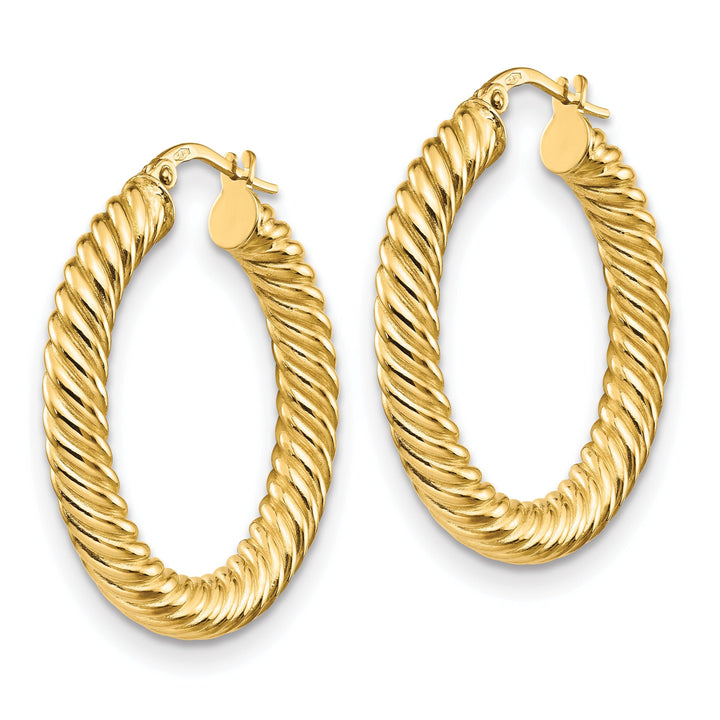 14k Yellow Gold Polished Twisted Hoop Earrings