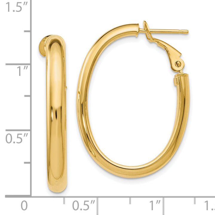 14k Yellow Gold Oval Hoop Earrings