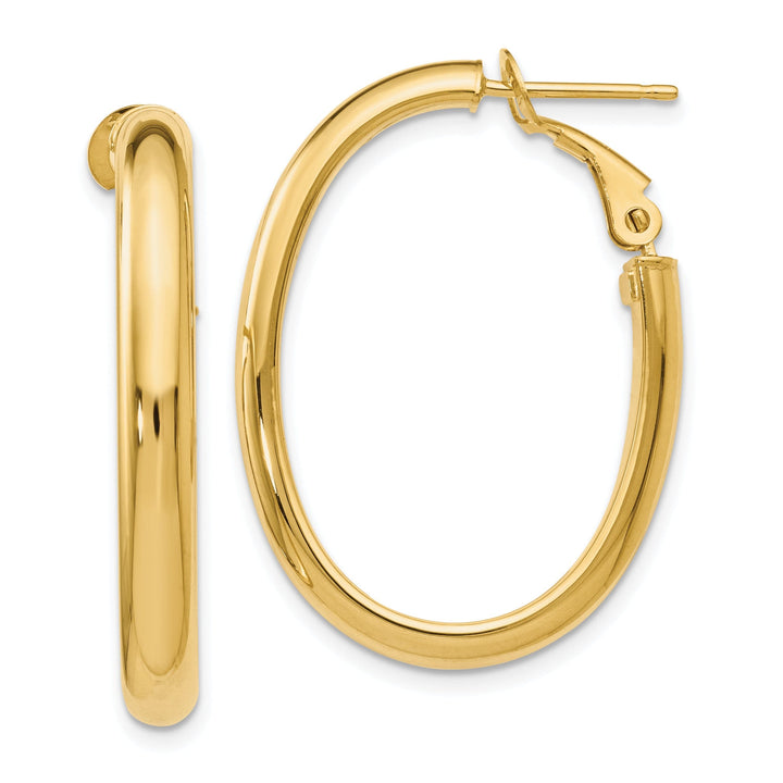 14k Yellow Gold Oval Hoop Earrings