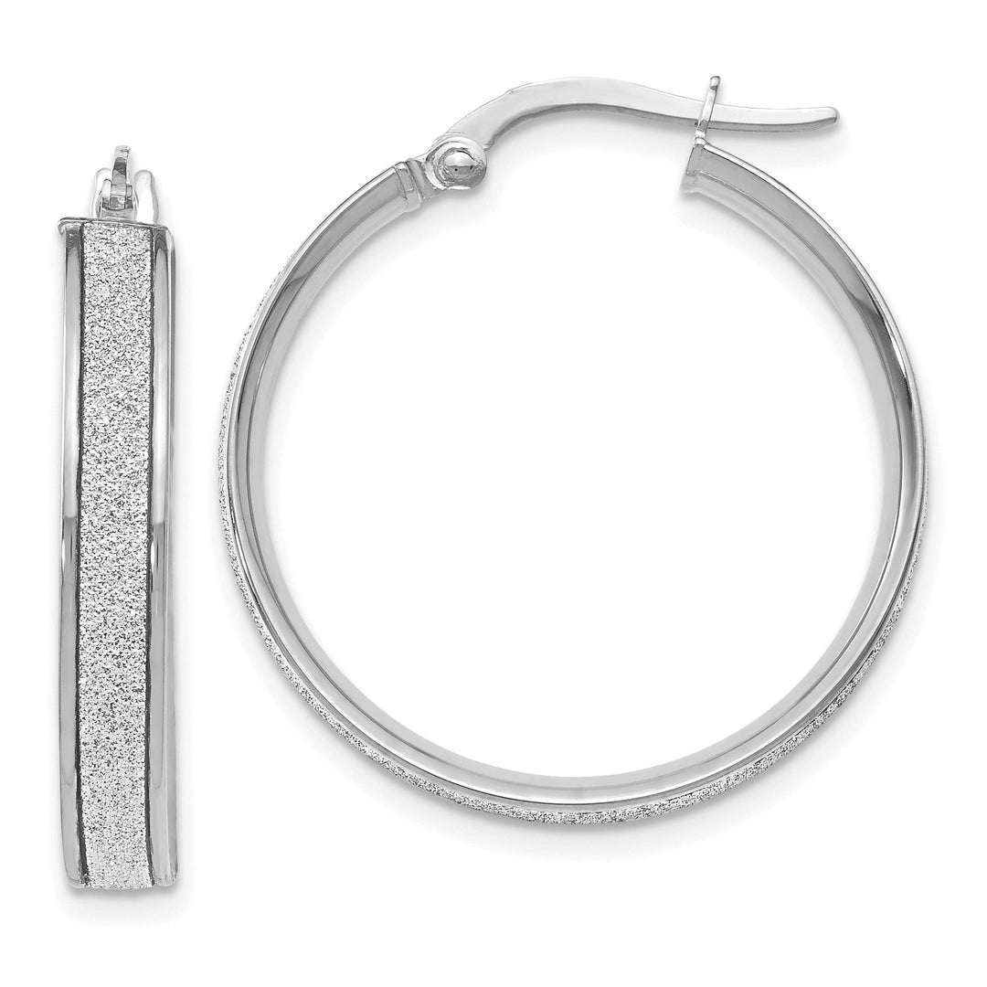 14k White Gold Glimmer Infused Hoop Earrings