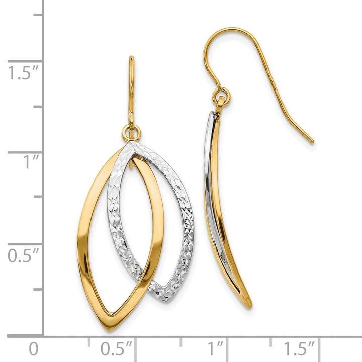 14k Two tone Shepherd Hook Earrings