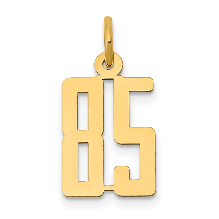 14K Yellow Gold Polished Finish Small Size Elongated Shape Number 85 Charm Pendant