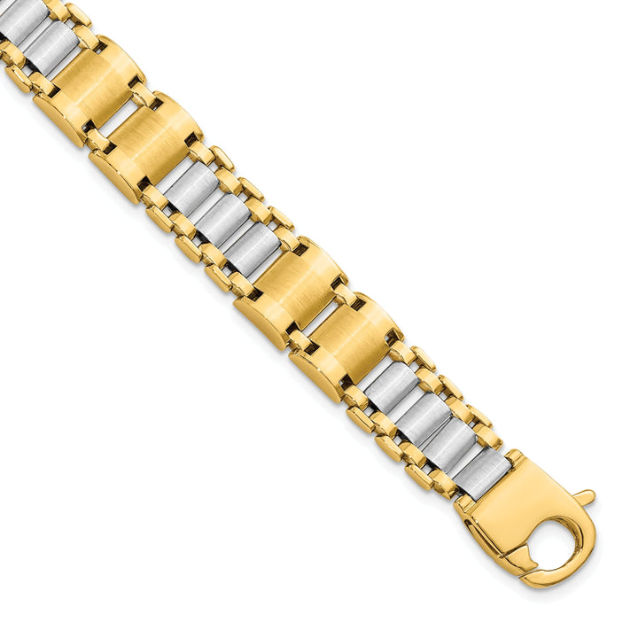 14k Two Tone Gold Fancy Link Men's Bracelet