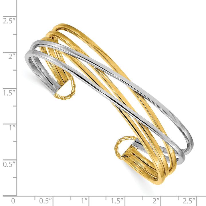 Leslie 14k Two Tone Polish Slip On Cuff Bangle