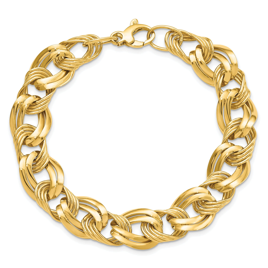 14k Yellow Gold Polished Fancy Link Bracelet