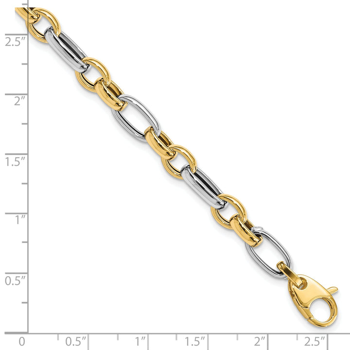 14k Two Tone Gold Fancy Link Bracelet