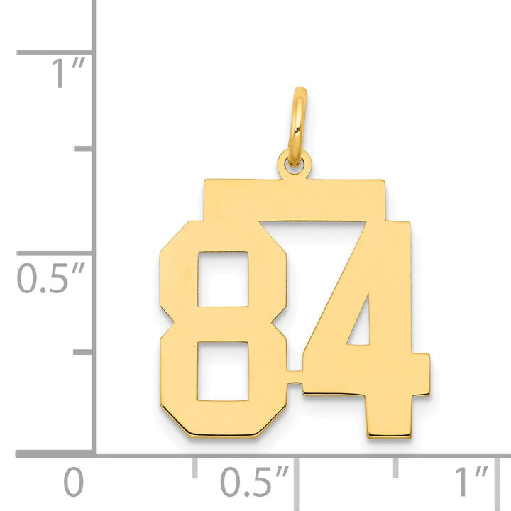 14K Yellow Gold Polished Finish Medium Size Number 84 Charm Pendant