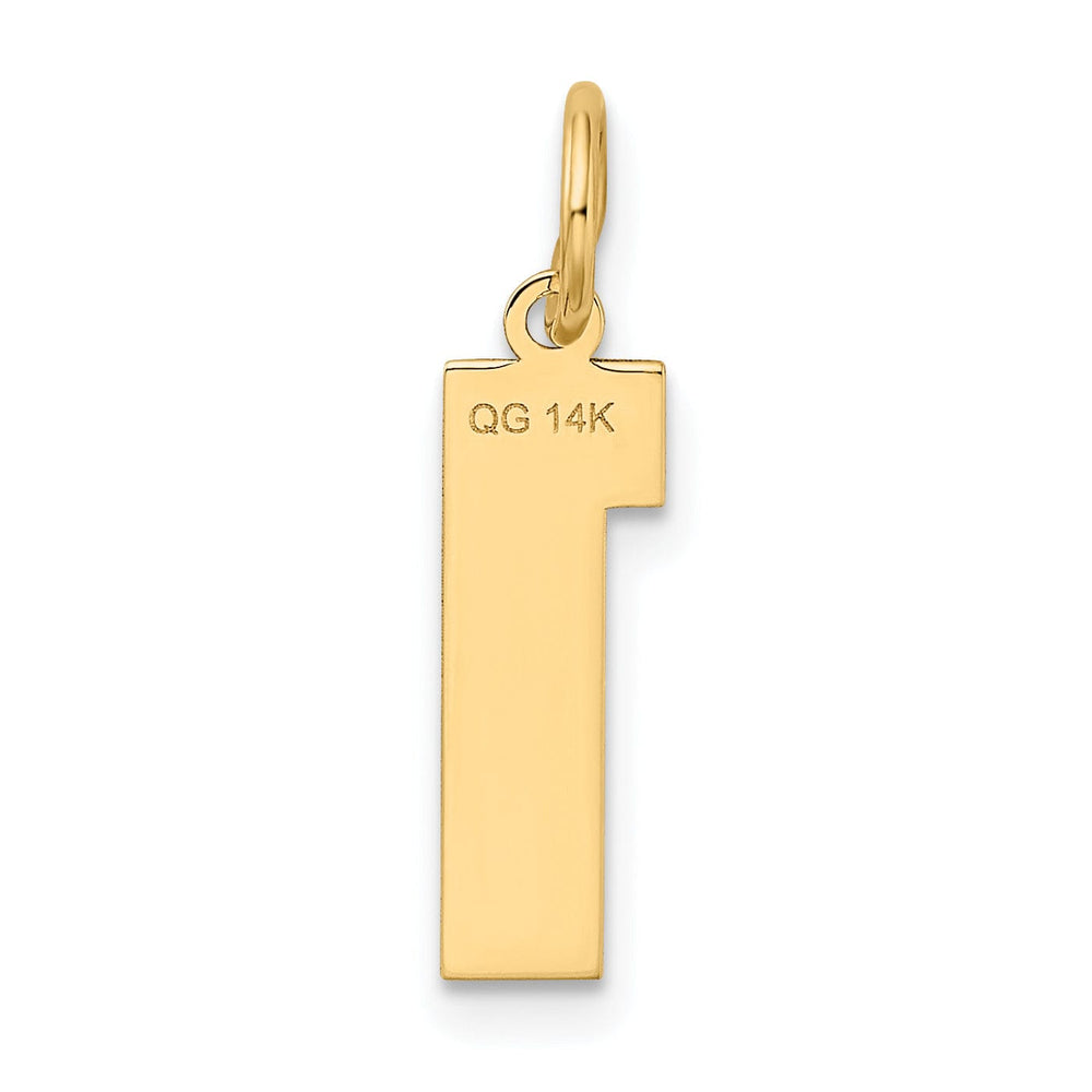 14k Yellow Gold Satin Brush Finish Medium Size Number 1 Charm Pendant