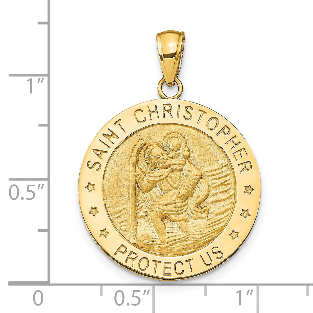 14k Yellow Gold Saint Christopher Medal Pendant