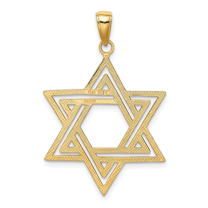 14K Yellow Gold Polished Finish Solid Star of David Charm Pendant