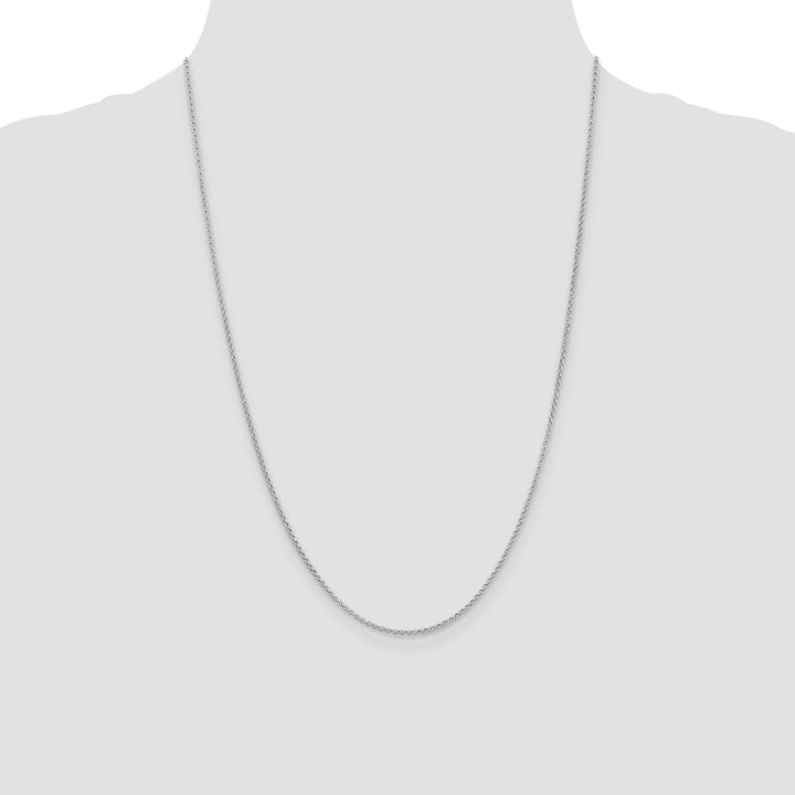 Solid 14k White Gold 1.55 mm Rolo Pendant Chain