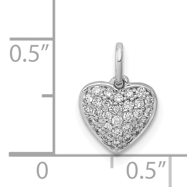 14k White Gold Polished Finish Open Back Polished Finish 0.184-CT Diamond Heart Charm Design Pendant