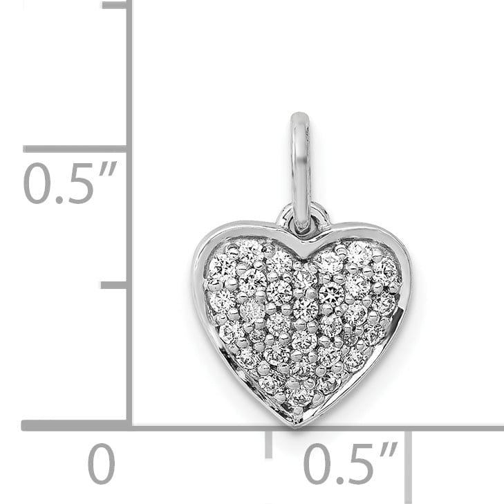 14k White Gold Open Back Polished Finish 0.25-CT Diamond Heart Shape Design Charm Pendant