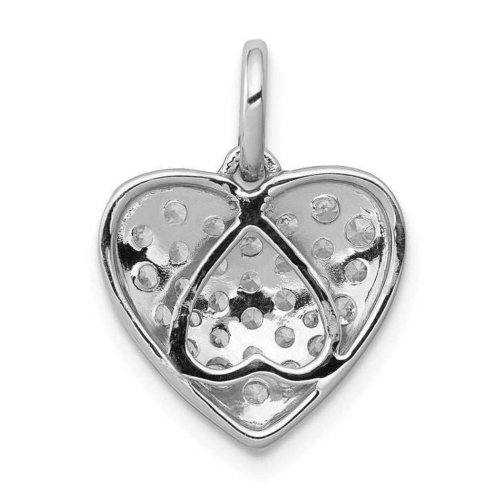 14k White Gold Open Back Polished Finish 0.612-CT Diamond Heart Shape Design Charm Pendant