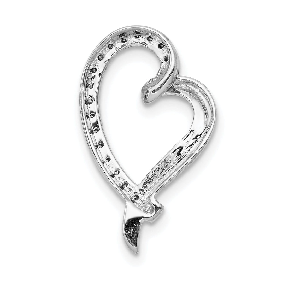 14k White Gold Polished Finish Open Back 1/10-CT Diamond Heart Sleek Design Chain Slide Pendant will not fit Omega Chain