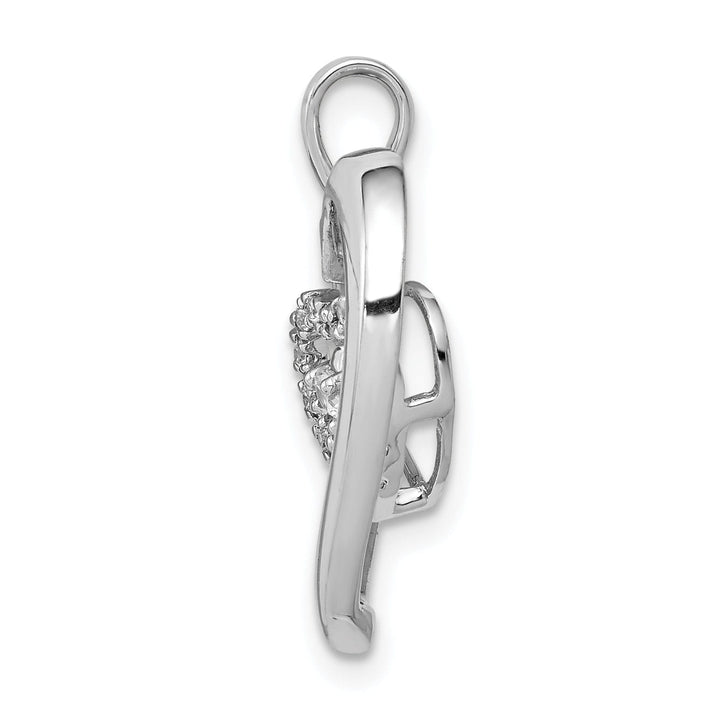 14k White Gold Polished Finish Open Back 0.1-CT Diamond Heart in Heart Dangle Design Charm Pendant