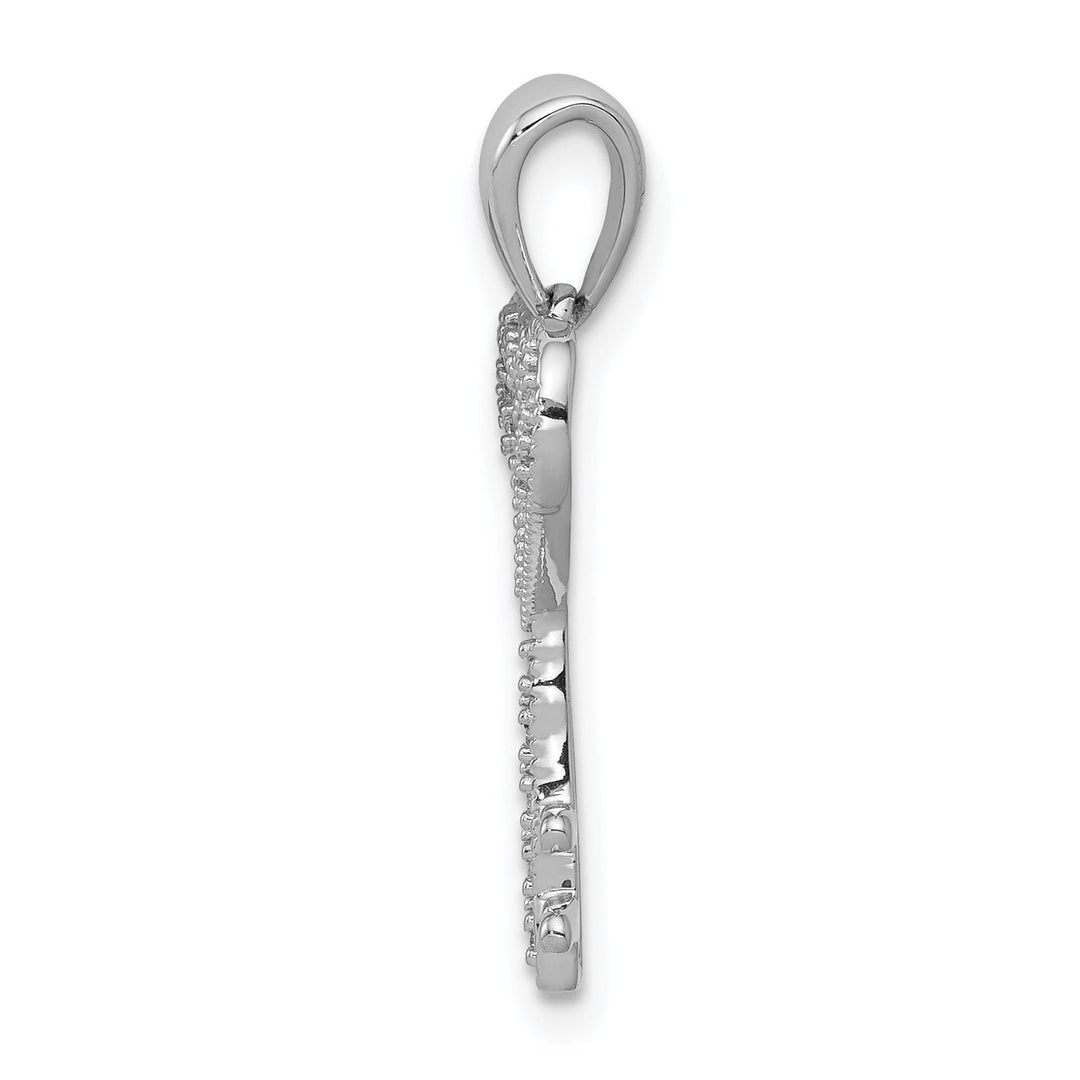 14k White Gold Rhodium 0.06-CT Diamond Heart and Key Design Pendant