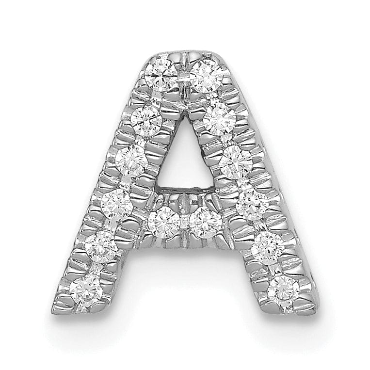 14K White Gold Diamond 0.12-CT Letter A Initial Charm Pendant