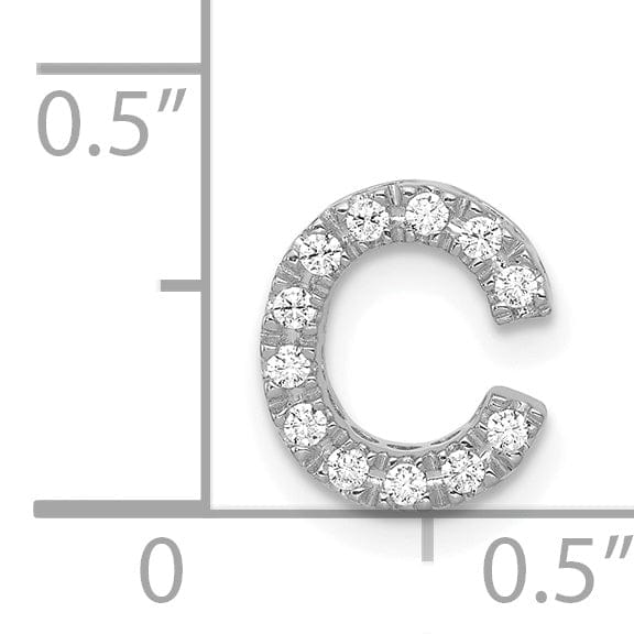 14K White Gold Diamond 0.12-CT Letter C Initial Charm Pendant