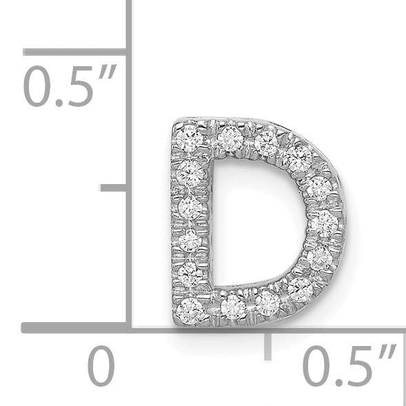 14K White Gold Diamond 0.15-CT Letter D Initial Charm Pendant