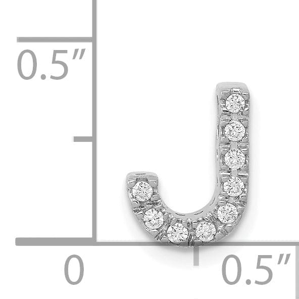 14K White Gold Diamond 0.09-CT Letter J Initial Charm Pendant