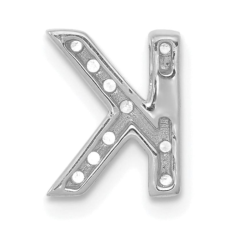 14K White Gold Diamond 0.12-CT Letter K Initial Charm Pendant