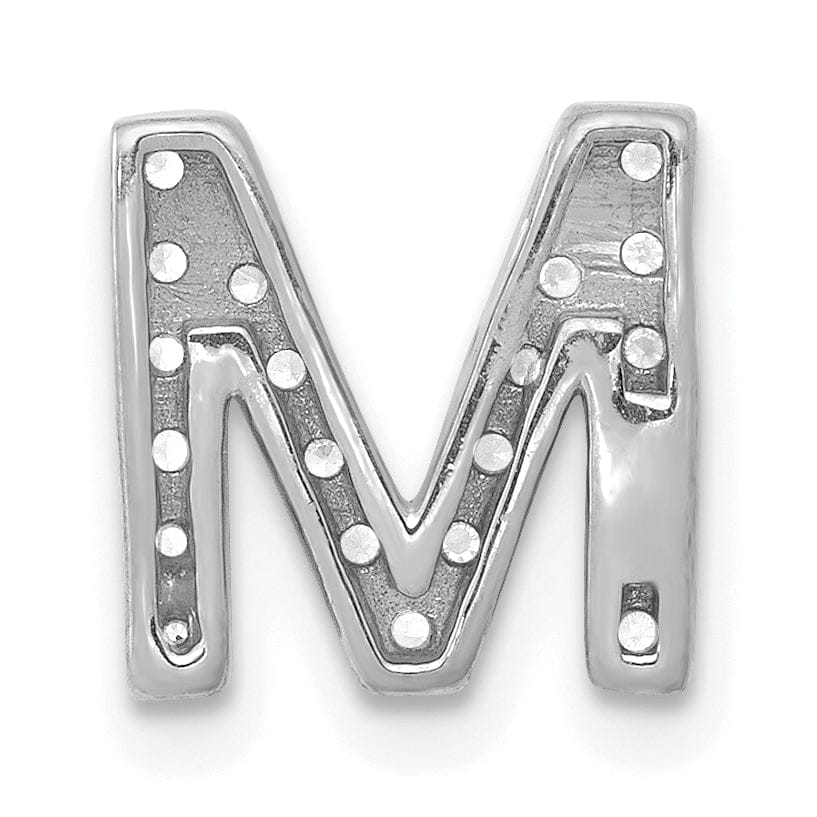 14K White Gold Diamond 0.168-CT Letter M Initial Charm Pendant